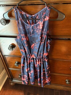 Guess Navy Mini Dress with Red Floral Print